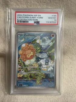Pokemon Castform Sunny Form 195/191 Sv08: Surging Sparks Holo - PSA 10 - Image 1