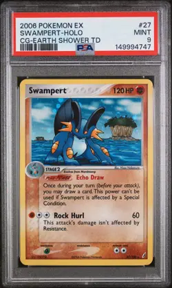 2006 POKEMON EX CRYSTAL GUARDIANS EARTH SHOWER THEME DECK SWAMPERT-HOLO PSA 9 - Image 1