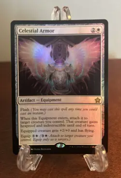 MTG Celestial Armor Foil Foundations NM Mint #0005 Magic The Gathering FDN - Image 1