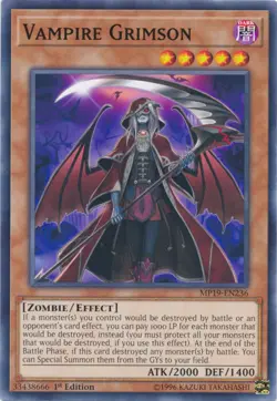 x3 Vampire Grimson - MP19-EN236 - Common - 1st Edition Yu-Gi-Oh! M/NM - Image 1
