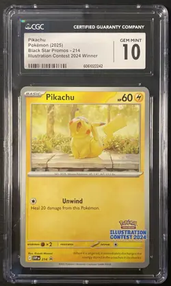 Pokemon - Pikachu #214 Illustration Contest 2024 Winner Promo - CGC 10 Gem Mint - Image 1