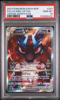 2023 POKEMON SWSH BLACK STAR PROMO #291 FULL ART/LUCARIO VSTAR PSA 10 - Image 1