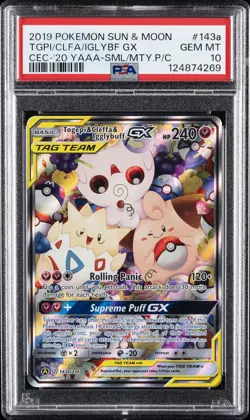2019 POKEMON SUN & MOON COSMIC ECLIPSE TOGEPI & CLEFFA & IGGLYBUFF GX PSA 10 - Image 1