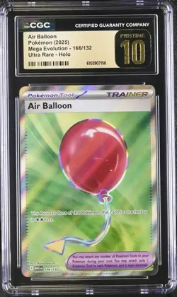 ✨✨ CGC Pristine 10 English Air Balloon 166/132 Ultra Rare Mega Evolution Pokemon - Image 1