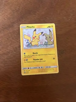 Pikachu SM162 Black Star Promo Holo Pokemon Card NM Mimikyu Artwork - Image 1