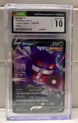 Gengar V CGC 10 Fusion Strike Ultra Rare Holo Single Strike 156/264 Pokemon Card - Image 1