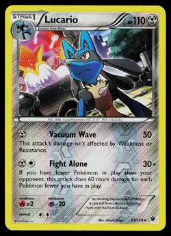 Pokemon Card - Lucario Fates Collide 63/124 Holo Reverse Holo Rare 2016 - Image 1