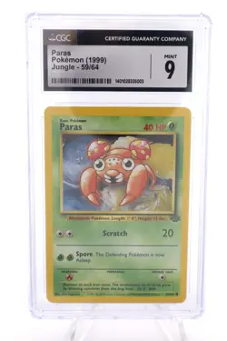 1999 Pokemon Jungle Paras 59/64 CGC 9 Mint – Vintage WOTC Graded Card - SC007 - Image 1