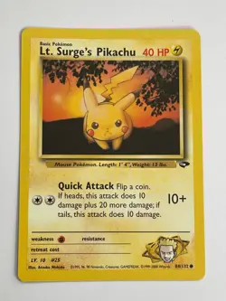 Pokemon TCG Gym Challenge Lt. Surge's Pikachu Common 84/132 - Image 1