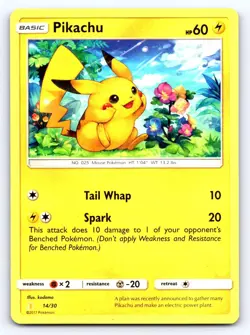 Pikachu (#14) Common SM Trainer Kit: Lycanroc & Alolan Raichu 14/30 NM - Image 1