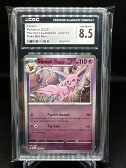 Pokemon 2025 Espeon Prismatic Evolutions Pokeball Reverse Holo CGC 8.5 - Image 1