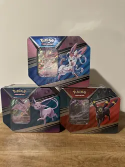 Pokemon TCG V HEROES Tins Set of 3 Espeon Sylveon Umbreon FACTORY SEALED! - Image 1