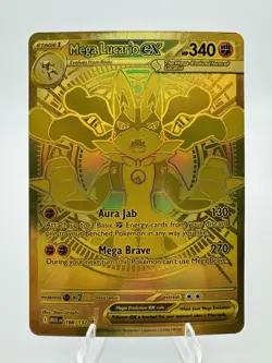 2025 Pokemon Mega Evolution Mega Lucario EX 188/132 Gold Hyper Rare - Image 1