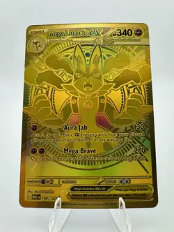 2025 Pokemon Mega Evolution Mega Lucario EX 188/132 Gold Hyper Rare - Image 2