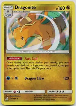 Pokemon Dragonite Holo Rare SM - Team Up 119/181 LP - Image 1