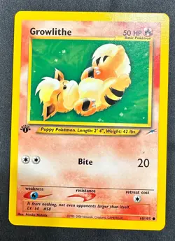 Pokemon 2002 Neo DESTINY 1st Edition GROWLITHE 68/105 NM - never played - Image 1