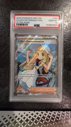 2025 POKEMON MEG EN-MEGA EVOLUTION ULTRA RARE #169 LILLIE'S DETERMINATION PSA 10 - Image 1
