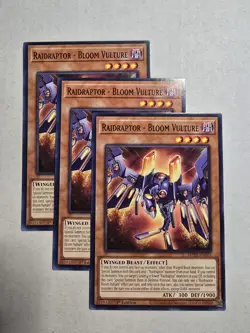 3x Yugioh Playset Raidraptor - Bloom Vulture MP25-EN303 Common 1st Ed Near Mint - Image 1