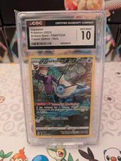 Pokemon Vaporeon TG02/TG30 CGC Gem Mint 10 Brilliant Stars Trainer Gallery - Image 2