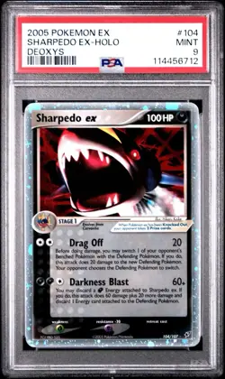 Pokemon Sharpedo EX Holo Card 104/107 Deoxys PSA 9 - Image 1