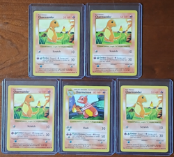 5 Shadowless Pokemon Cards - 4 Charmander - 1 Charmeleon - Image 1