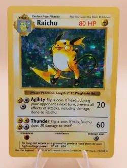 Raichu Shadowless Holo Rare Base Set 14/102 Pokemon Card - WOTC 1999 - Image 1