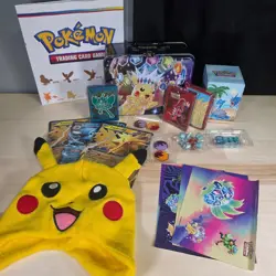Pokemon TCG Bundle Lot Deck Box Sleeves Dice Jumbo Promo Cards Hat Poster 151 - Image 1
