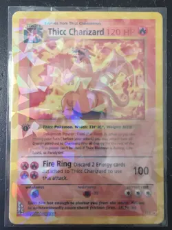 POKEMON THICC CHARIZARD (CUSTOM CARD) HOLO RARE MINT CONDITION FUNNY HOLO 1st ED - Image 1
