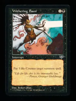* * 1x Withering Boon x1 * * Mirage MTG Close to NM Near Mint - Image 1