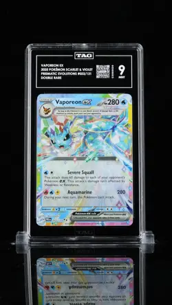 Pokemon Prismatic Evolutions Vaporeon EX 023/131 TAG 9 MINT - Image 1