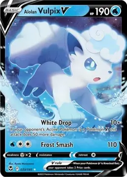 Alolan Vulpix V (#033/195) - Holofoil SWSH - Silver Tempest NM Pokemon - Image 1