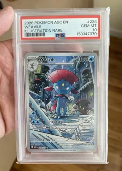 2026 POKEMON ASC EN-ASCENDED HEROES 228 WEAVILE ILLUSTRATION RARE PSA 10 - Image 1