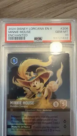 DISNEY LORCANA ENCHANTED C4 #206 MINNIE MOUSE - MUSKETEER CHAMPION PSA 10 - Image 2