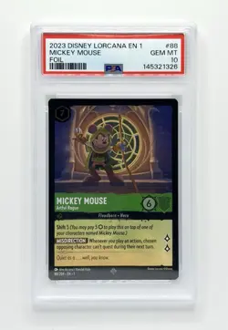 Lorcana The First Chapter Mickey Mouse Artful Rogue Foil PSA 10 Gem Mint - Image 1