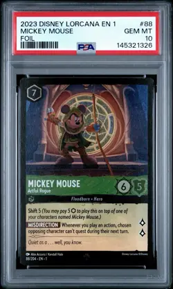 Lorcana The First Chapter Mickey Mouse Artful Rogue Foil PSA 10 Gem Mint - Image 2