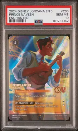 2024 Disney Lorcana Enchanted 205 Prince Naveen Ukulele Player PSA 10 - Image 1