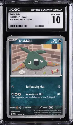 2023 POKEMON PARADOX RIFT #116/182 TRUBBISH CGC 10 GEM MINT - Image 1