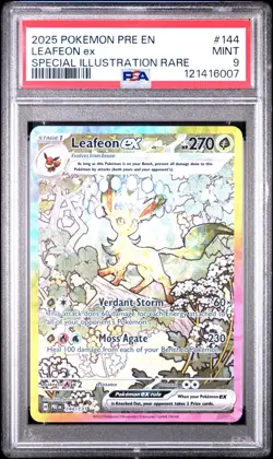 2025 POKEMON PRE EN-PRISMATIC EVOLUTIONS #144 LEAFEON EX PSA 9 - Image 1