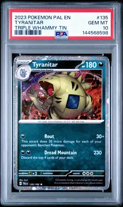 2023 POKEMON PAL EN-PALDEA EVOLVED | TRIPLE WHAMMY TINTYRANITAR 135 PSA 10 - Image 1