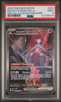Pokemon Team Rocket's Mewtwo ex 231/182 Destined Rivals Rare Holo PSA 9 - Image 1