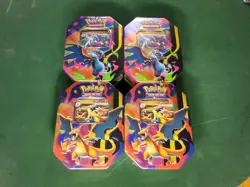 (4) Pokemon TCG Mega Charizard X EX Tin Lot X4 FACTORY SEALED Brand New - Image 2