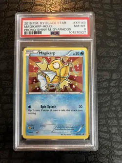 2016 POKEMON XY BLACK STAR PROMO SHINY MEGA GYARADOS #XY143 MAGIKARP-HOLO PSA 8 - Image 1