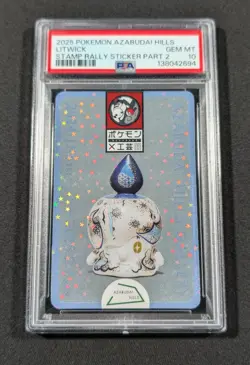 2025 Pokemon Japanese Holo Litwick Sticker PSA 10 GEM MINT Azabudai Hills Part 2 - Image 1
