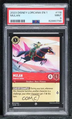 2023 Lorcana - The First Chapter 1 Super Rare Mulan Imperial Soldier PSA 9 MINT - Image 1
