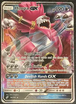 Pokemon TCG Card Hoopa GX 96/181 Sun & Moon Team Up Ultra Rare Holo Mythical LP - Image 1