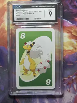 2014 Pokemon Pocket UNO Playing Card Mega Ampharos CGC 9 - Image 1