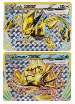 Pokemon 2016 Lugia Break #79 and Omastar Break #19 Fates Collide Cards - Image 1