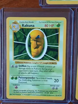 8 Shadowless Leaf Pokemon Cards- 3 Metapod-2 Koffing - Weedle - Kakuna - Tangela - Image 4