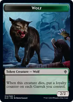 1 x Wolf Token - Throne of Eldraine - Light Play - MTG - Image 1