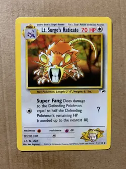 Lt. Surge's Raticate 51/132 Gym Heroes - Uncommon Pokemon Card - NM/Mint - Image 1